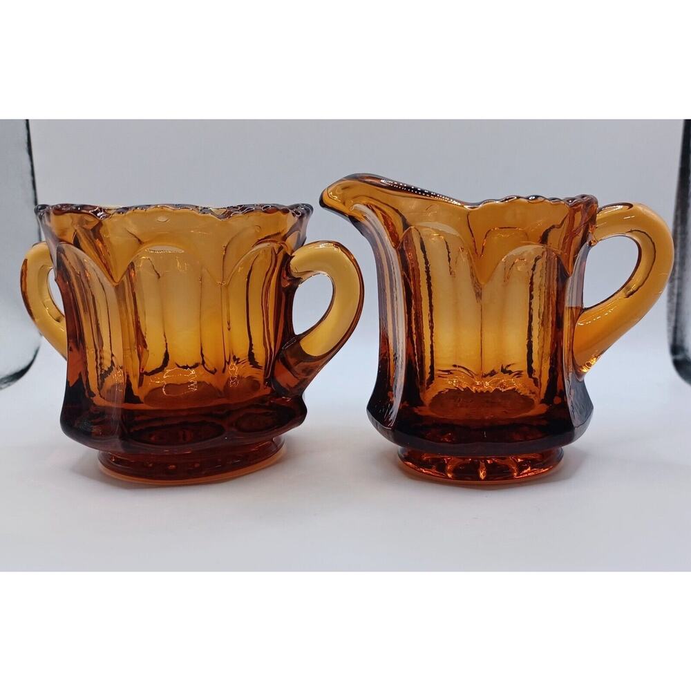 Vintage Imperial Glass Sugar Creamer Old Williamsburg Amber Depression Glass USA